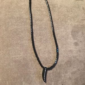 Men’s hematite stone necklace from Jamaica.